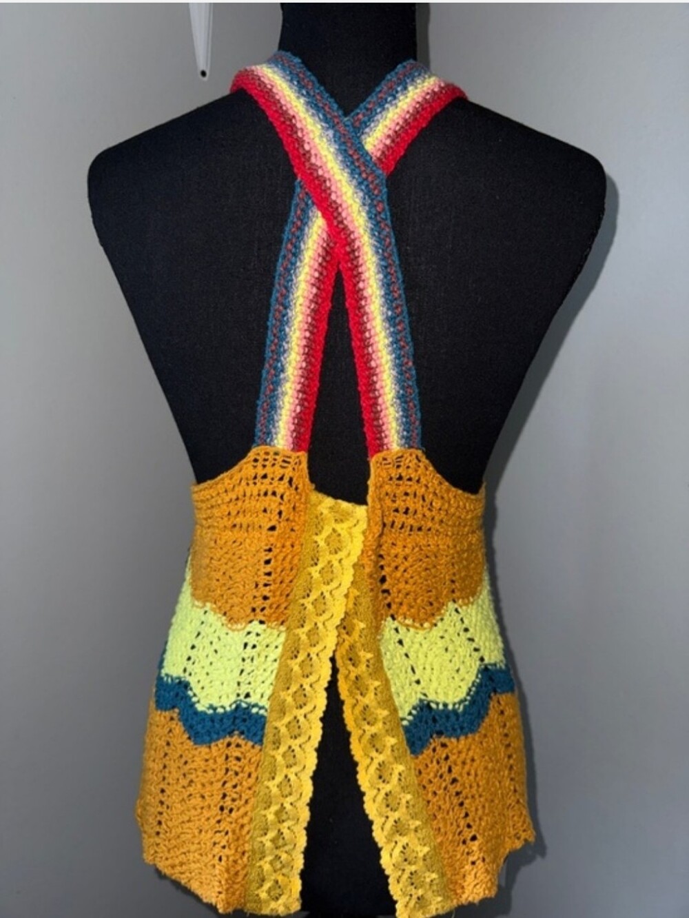 Free People Winding Road Multi-Color Boho Crochet Tank Sz S Like New - Picture 5 of 6